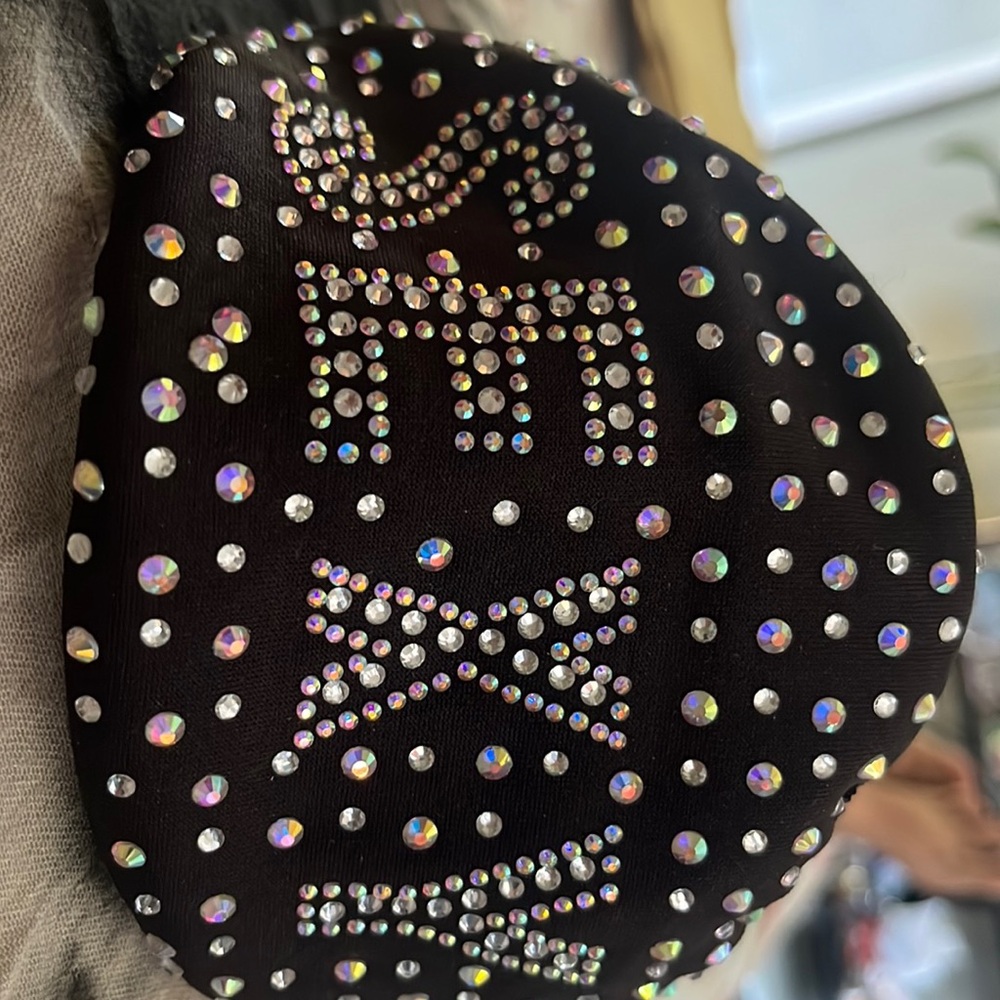 Fabric face mask 😷 w/ rhinestones with the word, "SEXY"